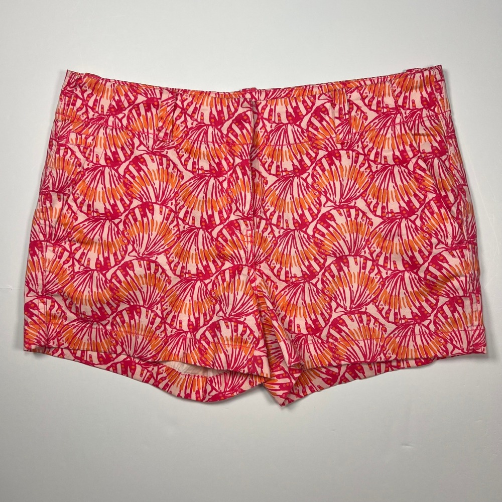 Vineyard Vines Shorts Sz 6 Pink Orange Seashell Print Chino Cotton Preppy Beach